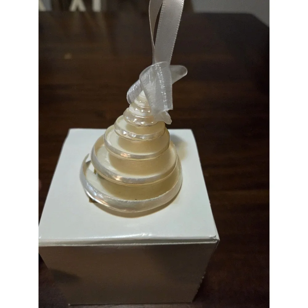 Seashell Christmas Tree Ornament, spiral-cut pearl Trochus shell
